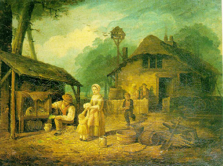 Krimmel J.L. ((1786-1821) Les Soins au Clapier - Tableau daté de 1811-1812